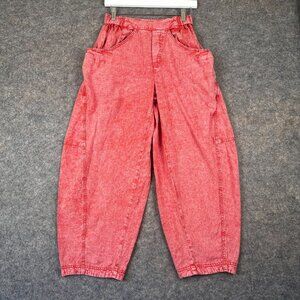 Free People High Rise Wide Leg Faded Red Linen Pants Women's Size XS